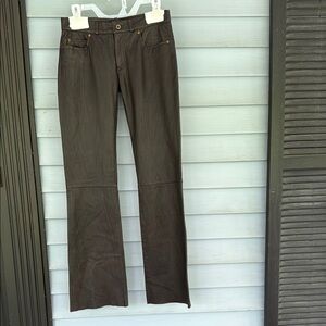 Y2K June 100% Leather Boot Cut Pants With 100%Silk Lining. Size 26